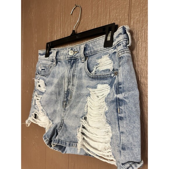 American Eagle Ripped Distressed Mom Shorts Blue Light Wash Women's Size 6 Comfy - Picture 2 of 5